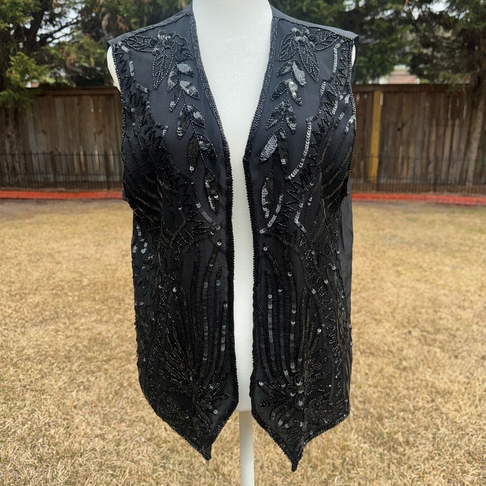 Mary McFadden Black Embellished Women's Top
